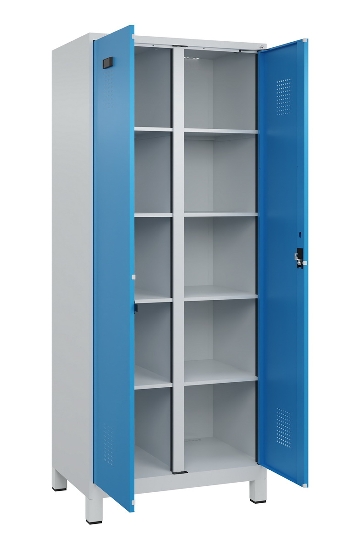 C+P Wäsche-Spind Evolo PLUS 049012-22B mit Füßen 2 Abt.je 400mm Zylinder (HxBxT) 1950x800x500mm 7035/3000
