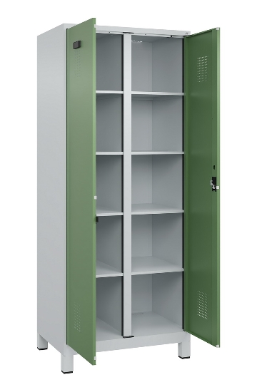 C+P Wäsche-Spind Evolo PLUS 049012-22B mit Füßen 2 Abt.je 400mm Zylinder (HxBxT) 1950x800x500mm 7035/3000