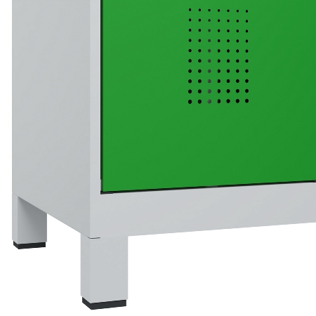 C+P Wäsche-Spind Evolo PLUS 049012-22B mit Füßen 2 Abt.je 400mm Zylinder (HxBxT) 1950x800x500mm 7035/3000