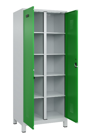 C+P Wäsche-Spind Evolo PLUS 049012-22B mit Füßen 2 Abt.je 400mm Zylinder (HxBxT) 1950x800x500mm 7035/3000