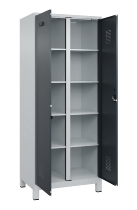 C+P Wäsche-Spind Evolo PLUS 049012-22B mit Füßen 2 Abt.je 400mm Zylinder (HxBxT) 1950x800x500mm 7035/3000