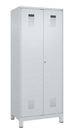 C+P Wäsche-Spind Evolo PLUS 049012-22B mit Füßen 2 Abt.je 400mm Zylinder (HxBxT) 1950x800x500mm 7035/3000