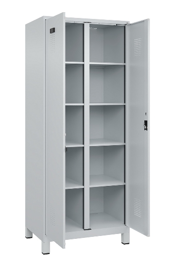 C+P Wäsche-Spind Evolo PLUS 049012-22B mit Füßen 2 Abt.je 400mm Zylinder (HxBxT) 1950x800x500mm 7035/3000