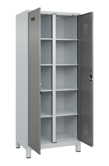 C+P Wäsche-Spind Evolo PLUS 049012-22B mit Füßen 2 Abt.je 400mm Zylinder (HxBxT) 1950x800x500mm 7035/3000