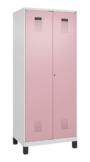 C+P Wäsche-Spind Evolo PLUS 049012-22B mit Füßen 2 Abt.je 400mm Zylinder (HxBxT) 1950x800x500mm 7035/3000