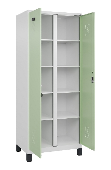 C+P Wäsche-Spind Evolo PLUS 049012-22B mit Füßen 2 Abt.je 400mm Zylinder (HxBxT) 1950x800x500mm 7035/3000
