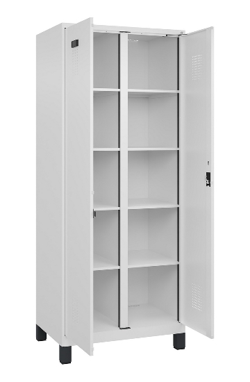 C+P Wäsche-Spind Evolo PLUS 049012-22B mit Füßen 2 Abt.je 400mm Zylinder (HxBxT) 1950x800x500mm 7035/3000