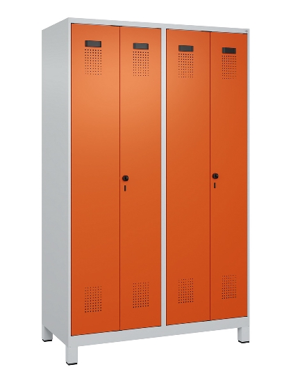 C+P Schwarz-Weiß-Spind Evolo PLUS 049012-22 mit Füßen 2 Abt.400mm Drehriegel (HxBxT) 1850x800x500mm 7016/7016