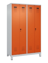 C+P Schwarz-Weiß-Spind Evolo PLUS 049012-22 mit Füßen 2 Abt.400mm Drehriegel (HxBxT) 1850x800x500mm 7016/7016