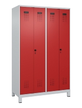 C+P Schwarz-Weiß-Spind Evolo PLUS 049012-22 mit Füßen 2 Abt.400mm Drehriegel (HxBxT) 1850x800x500mm 7016/7016