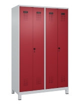 C+P Schwarz-Weiß-Spind Evolo PLUS 049012-22 mit Füßen 2 Abt.400mm Drehriegel (HxBxT) 1850x800x500mm 7016/7016