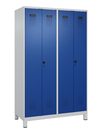 C+P Schwarz-Weiß-Spind Evolo PLUS 049012-22 mit Füßen 2 Abt.400mm Drehriegel (HxBxT) 1850x800x500mm 7016/7016