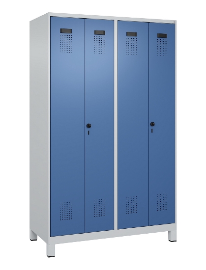 C+P Schwarz-Weiß-Spind Evolo PLUS 049012-22 mit Füßen 2 Abt.400mm Drehriegel (HxBxT) 1850x800x500mm 7016/7016