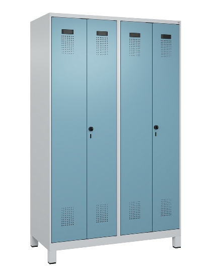C+P Schwarz-Weiß-Spind Evolo PLUS 049012-22 mit Füßen 2 Abt.400mm Drehriegel (HxBxT) 1850x800x500mm 7016/7016