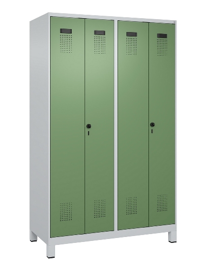 C+P Schwarz-Weiß-Spind Evolo PLUS 049012-22 mit Füßen 2 Abt.400mm Drehriegel (HxBxT) 1850x800x500mm 7016/7016