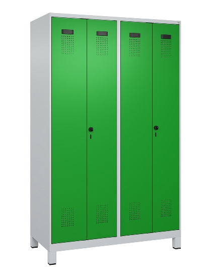 C+P Schwarz-Weiß-Spind Evolo PLUS 049012-22 mit Füßen 2 Abt.400mm Drehriegel (HxBxT) 1850x800x500mm 7016/7016