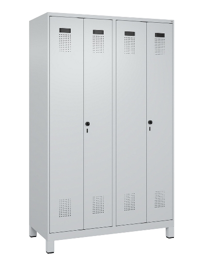 C+P Schwarz-Weiß-Spind Evolo PLUS 049012-22 mit Füßen 2 Abt.400mm Drehriegel (HxBxT) 1850x800x500mm 7016/7016