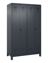 C+P Schwarz-Weiß-Spind Evolo PLUS 049012-22 mit Füßen 2 Abt.400mm Drehriegel (HxBxT) 1850x800x500mm 7016/7016