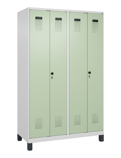 C+P Schwarz-Weiß-Spind Evolo PLUS 049012-22 mit Füßen 2 Abt.400mm Drehriegel (HxBxT) 1850x800x500mm 7016/7016