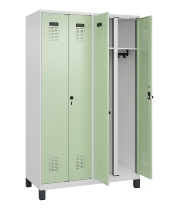 C+P Schwarz-Weiß-Spind Evolo PLUS 049012-22 mit Füßen 2 Abt.400mm Drehriegel (HxBxT) 1850x800x500mm 7016/7016