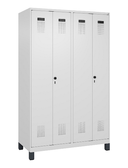 C+P Schwarz-Weiß-Spind Evolo PLUS 049012-22 mit Füßen 2 Abt.400mm Drehriegel (HxBxT) 1850x800x500mm 7016/7016