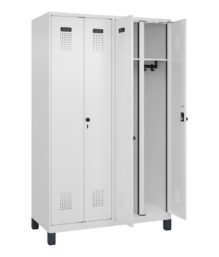 C+P Schwarz-Weiß-Spind Evolo PLUS 049012-22 mit Füßen 2 Abt.400mm Drehriegel (HxBxT) 1850x800x500mm 7016/7016