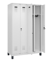 C+P Schwarz-Weiß-Spind Evolo PLUS 049012-22 mit Füßen 2 Abt.400mm Drehriegel (HxBxT) 1850x800x500mm 7016/7016