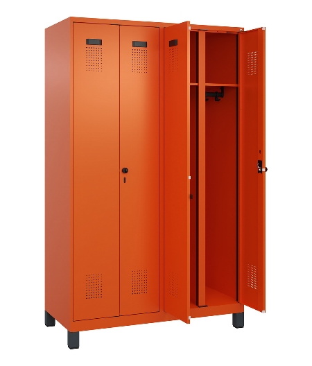 C+P Schwarz-Weiß-Spind Evolo PLUS 049012-20 mit Füßen 2 Abt.300mm Zylinder (HxBxT) 1850x600x500mm 0010/0010