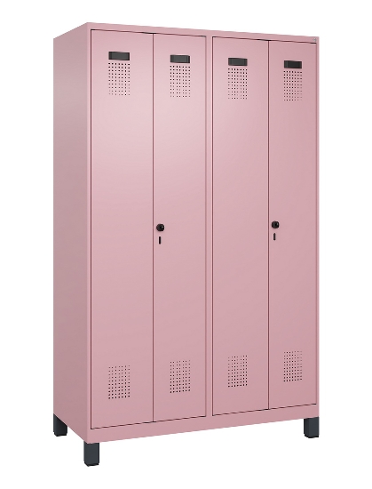 C+P Schwarz-Weiß-Spind Evolo PLUS 049012-20 mit Füßen 2 Abt.300mm Zylinder (HxBxT) 1850x600x500mm 0010/0010