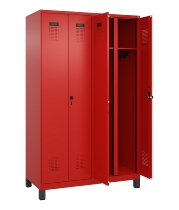 C+P Schwarz-Weiß-Spind Evolo PLUS 049012-20 mit Füßen 2 Abt.300mm Zylinder (HxBxT) 1850x600x500mm 0010/0010