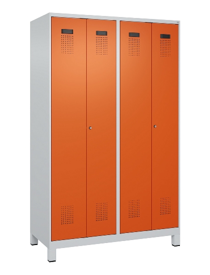C+P Schwarz-Weiß-Spind Evolo PLUS 049012-22 mit Füßen 2 Abt.400mm Drehriegel (HxBxT) 1850x800x500mm 7016/7016