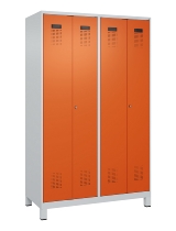 C+P Schwarz-Weiß-Spind Evolo PLUS 049012-22 mit Füßen 2 Abt.400mm Drehriegel (HxBxT) 1850x800x500mm 7016/7016