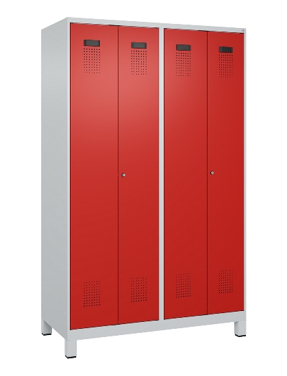 C+P Schwarz-Weiß-Spind Evolo PLUS 049012-22 mit Füßen 2 Abt.400mm Drehriegel (HxBxT) 1850x800x500mm 7016/7016