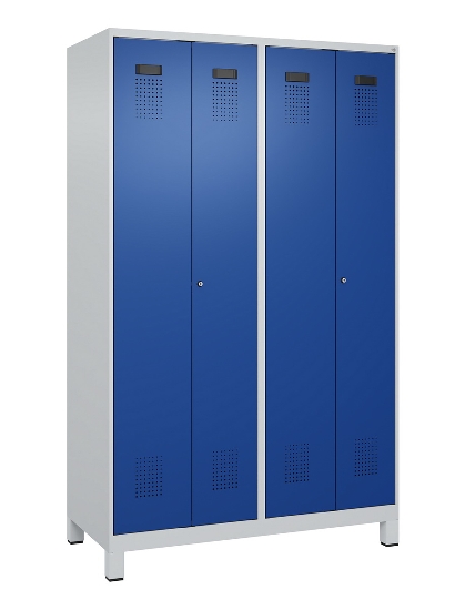 C+P Schwarz-Weiß-Spind Evolo PLUS 049012-22 mit Füßen 2 Abt.400mm Drehriegel (HxBxT) 1850x800x500mm 7016/7016