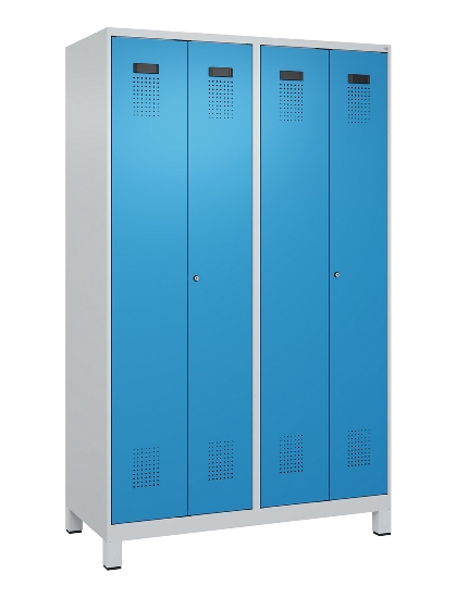 C+P Schwarz-Weiß-Spind Evolo PLUS 049012-22 mit Füßen 2 Abt.400mm Drehriegel (HxBxT) 1850x800x500mm 7016/7016