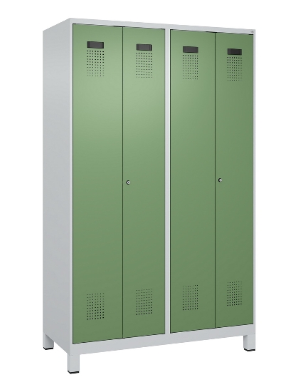 C+P Schwarz-Weiß-Spind Evolo PLUS 049012-22 mit Füßen 2 Abt.400mm Drehriegel (HxBxT) 1850x800x500mm 7016/7016