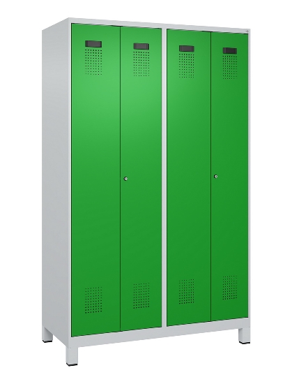 C+P Schwarz-Weiß-Spind Evolo PLUS 049012-22 mit Füßen 2 Abt.400mm Drehriegel (HxBxT) 1850x800x500mm 7016/7016