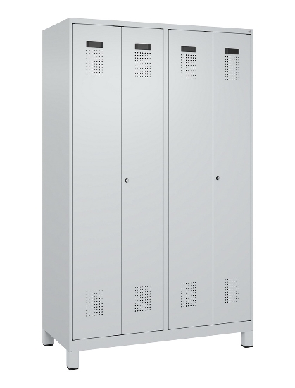 C+P Schwarz-Weiß-Spind Evolo PLUS 049012-22 mit Füßen 2 Abt.400mm Drehriegel (HxBxT) 1850x800x500mm 7016/7016
