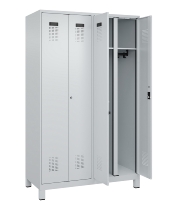 C+P Schwarz-Weiß-Spind Evolo PLUS 049012-22 mit Füßen 2 Abt.400mm Drehriegel (HxBxT) 1850x800x500mm 7016/7016