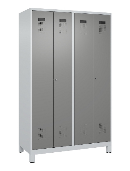 C+P Schwarz-Weiß-Spind Evolo PLUS 049012-22 mit Füßen 2 Abt.400mm Drehriegel (HxBxT) 1850x800x500mm 7016/7016