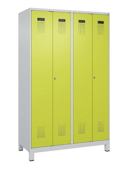 C+P Schwarz-Weiß-Spind Evolo PLUS 049012-22 mit Füßen 2 Abt.400mm Drehriegel (HxBxT) 1850x800x500mm 7016/7016