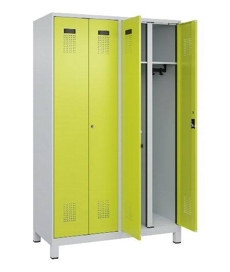 C+P Schwarz-Weiß-Spind Evolo PLUS 049012-22 mit Füßen 2 Abt.400mm Drehriegel (HxBxT) 1850x800x500mm 7016/7016