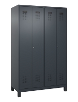 C+P Schwarz-Weiß-Spind Evolo PLUS 049012-22 mit Füßen 2 Abt.400mm Drehriegel (HxBxT) 1850x800x500mm 7016/7016