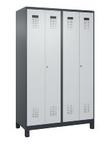 C+P Schwarz-Weiß-Spind Evolo PLUS 049012-22 mit Füßen 2 Abt.400mm Drehriegel (HxBxT) 1850x800x500mm 7016/7016