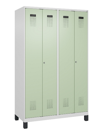 C+P Schwarz-Weiß-Spind Evolo PLUS 049012-22 mit Füßen 2 Abt.400mm Drehriegel (HxBxT) 1850x800x500mm 7016/7016