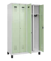 C+P Schwarz-Weiß-Spind Evolo PLUS 049012-22 mit Füßen 2 Abt.400mm Drehriegel (HxBxT) 1850x800x500mm 7016/7016