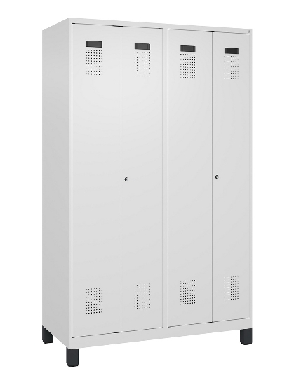 C+P Schwarz-Weiß-Spind Evolo PLUS 049012-22 mit Füßen 2 Abt.400mm Drehriegel (HxBxT) 1850x800x500mm 7016/7016