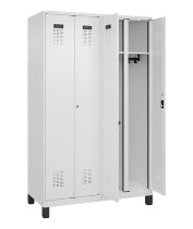 C+P Schwarz-Weiß-Spind Evolo PLUS 049012-40 mit Füßen 4 Abt.300mm Zylinder (HxBxT) 1850x1200x500mm 9016/9016