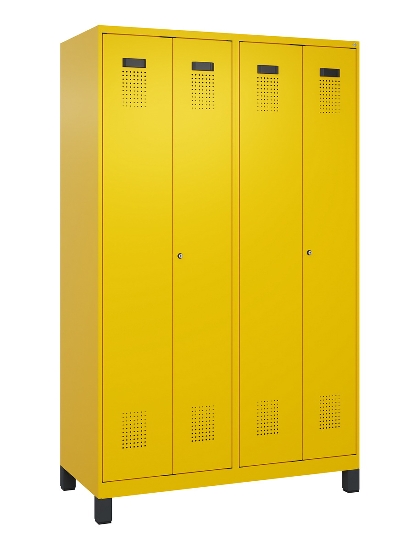 C+P Schwarz-Weiß-Spind Evolo PLUS 049012-20 mit Füßen 2 Abt.300mm Zylinder (HxBxT) 1850x600x500mm 0010/0010