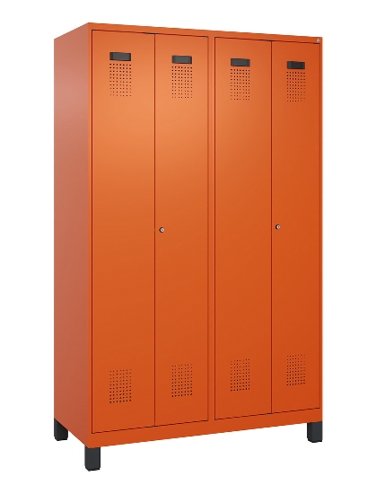 C+P Schwarz-Weiß-Spind Evolo PLUS 049012-20 mit Füßen 2 Abt.300mm Zylinder (HxBxT) 1850x600x500mm 0010/0010